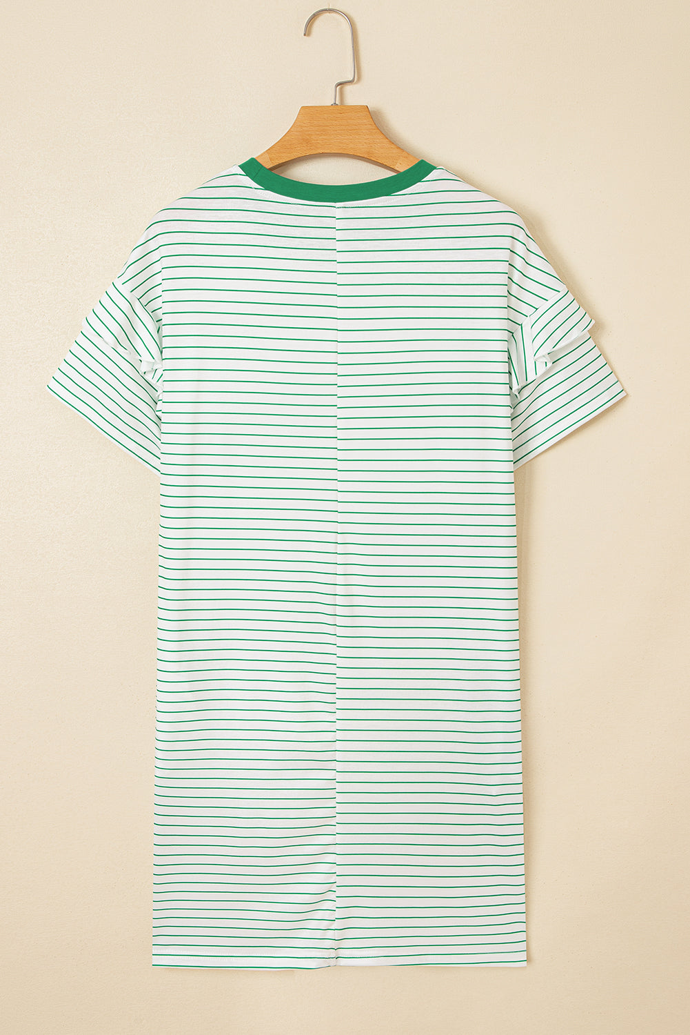 Green Stripe Ruffle Short Sleeve T Shirt Mini Dress Short Dresses da2d06174f922d53