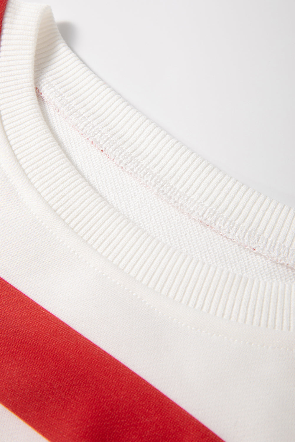 Light French Beige Striped Drop Shoulder Pullover and Joggers Set Two Piece Pants Sets dac72a7d9eea638f