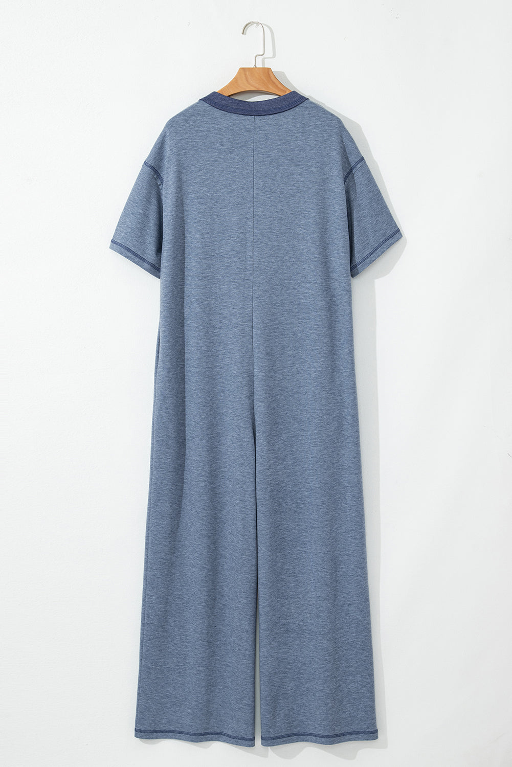 Beau Blue Patchwork Pocket Short Sleeve Jumpsuit Jumpsuits dac99cb371a3479b