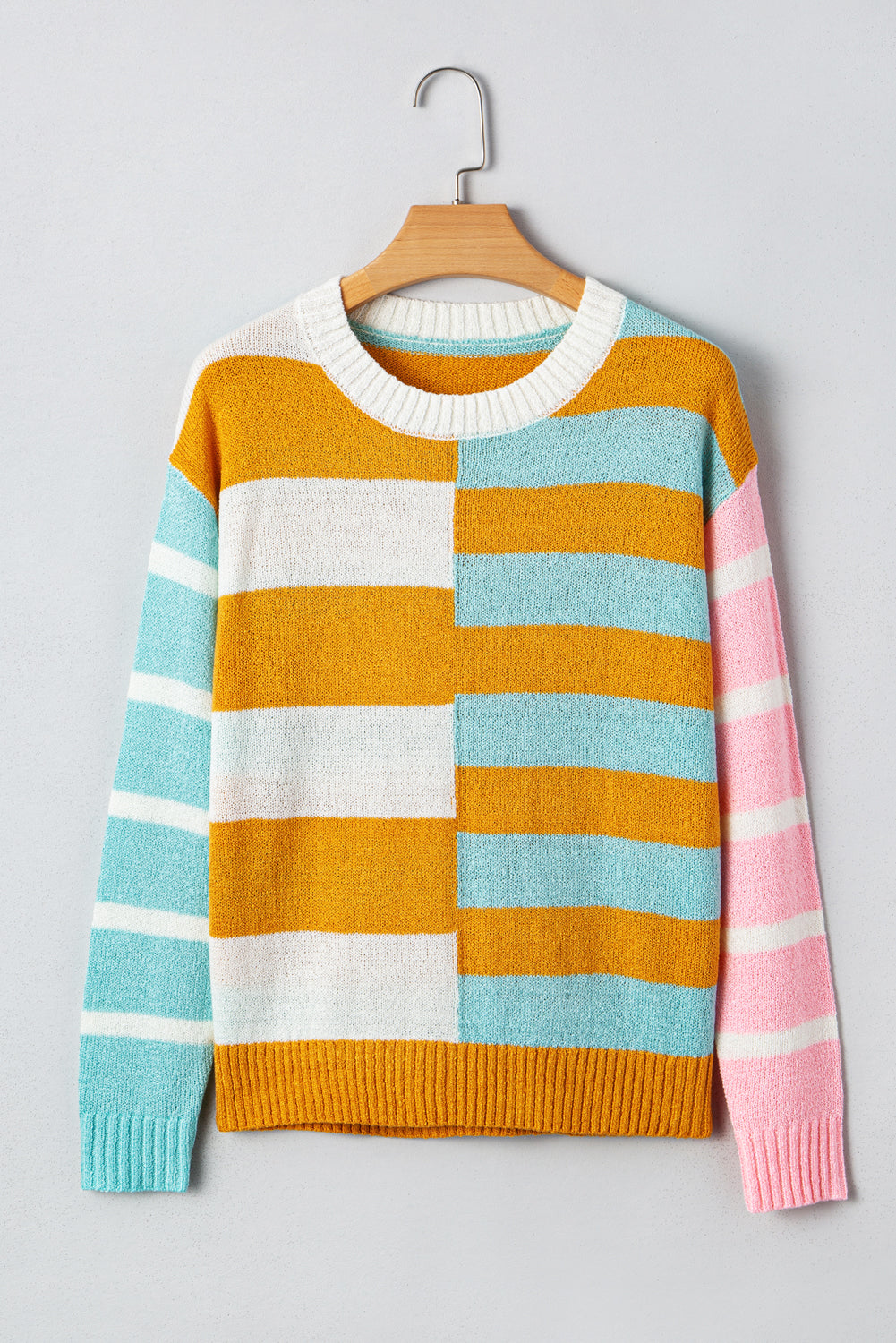 Jurassic Gold Colorblock Striped Pullover Sweater Sweaters dd18f4d26cffcf77
