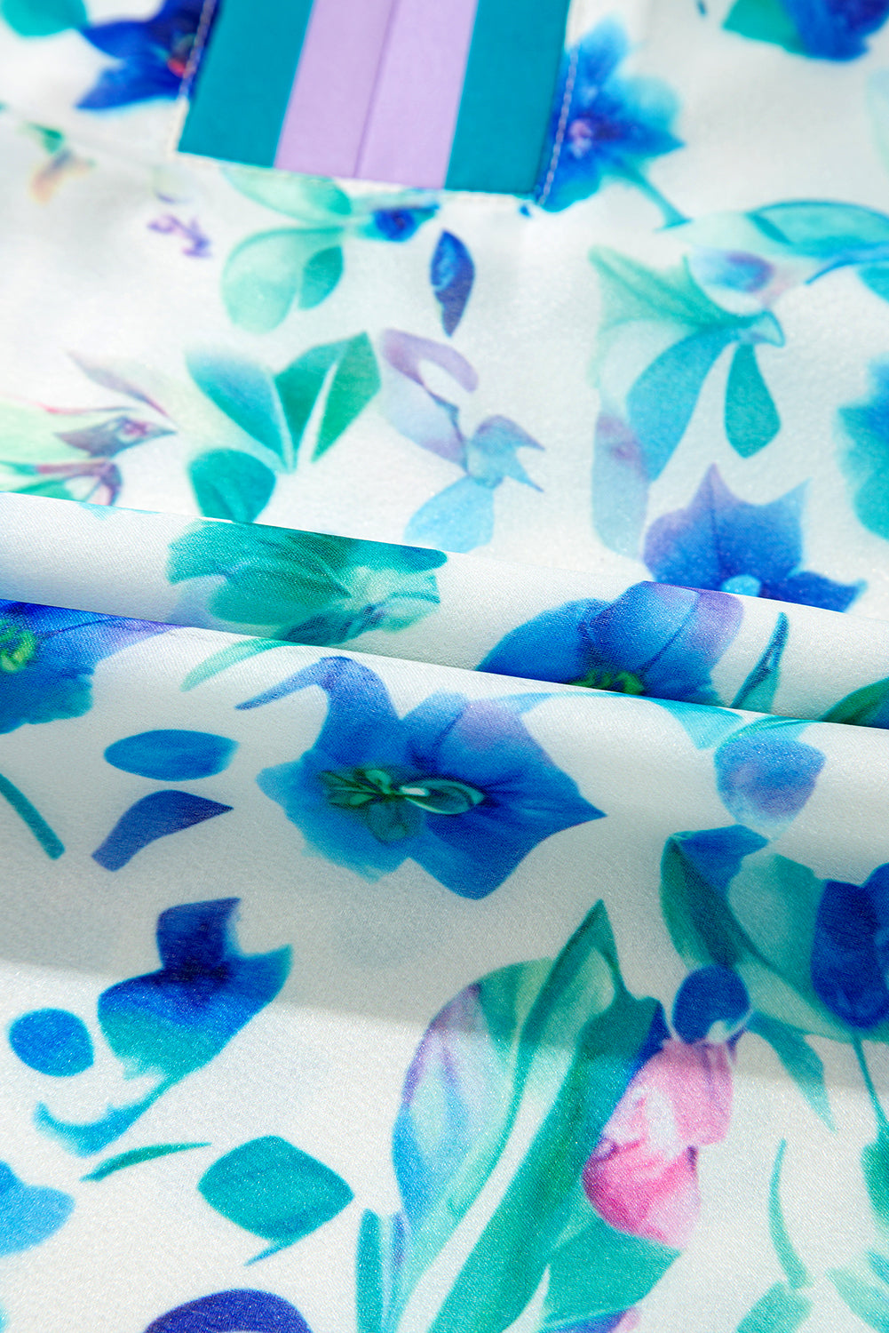 Green Floral Print Pop of Color Split Neck Puff Sleeve Plus Size Blouse Plus Size Tops dd3a3dadddda5898