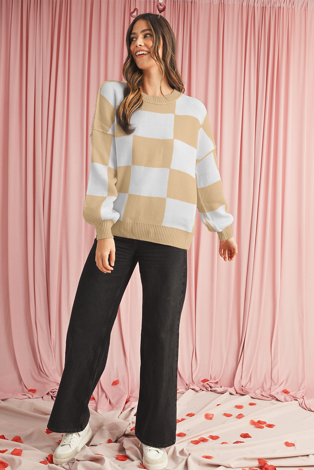 Green Checkered Bishop Sleeve Pullover Sweater Sweaters deec2a5f77651d74