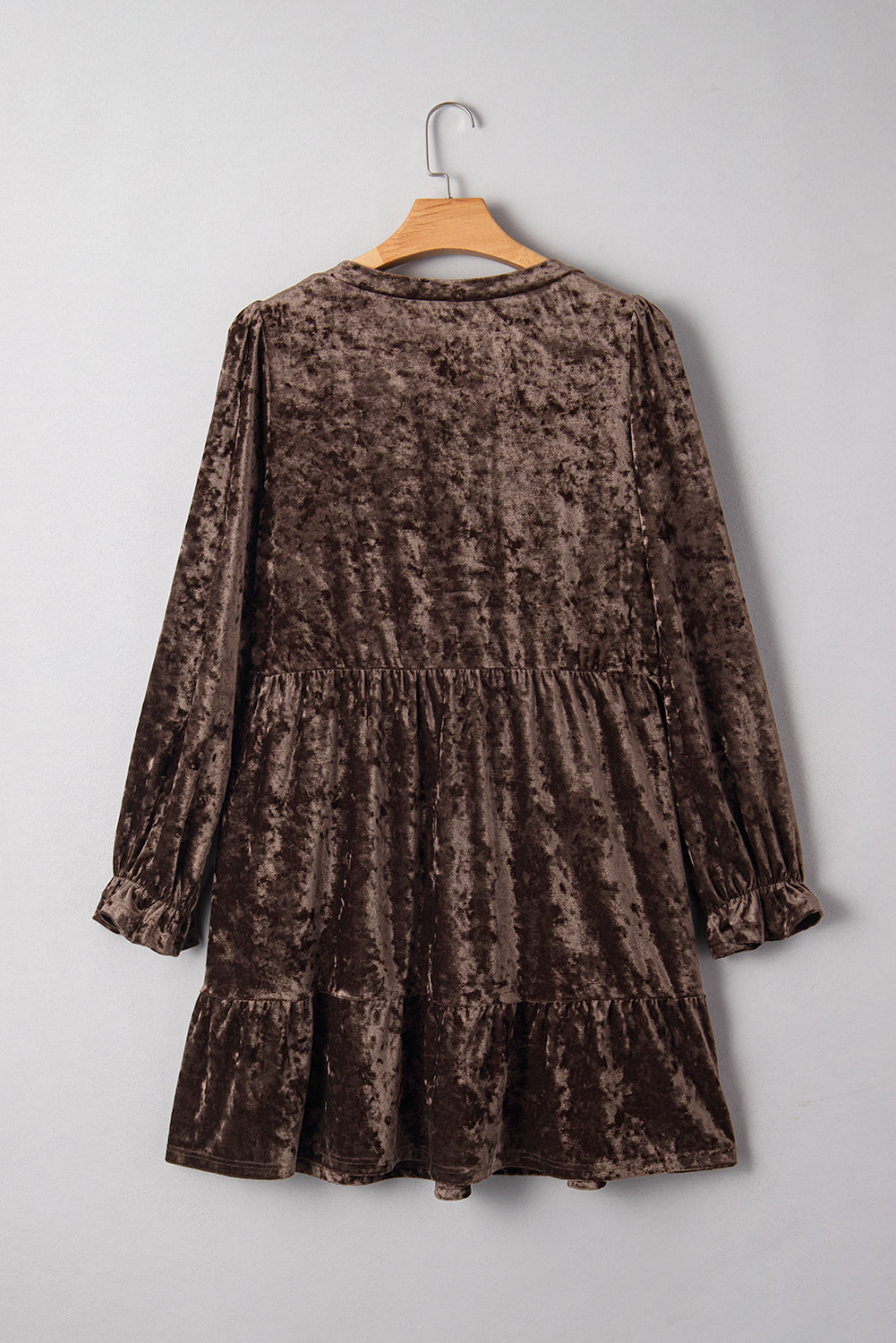 Coffee Plus Size Velvet Babydoll Mini Dress Plus Size Dresses dfbba5b3483b669a