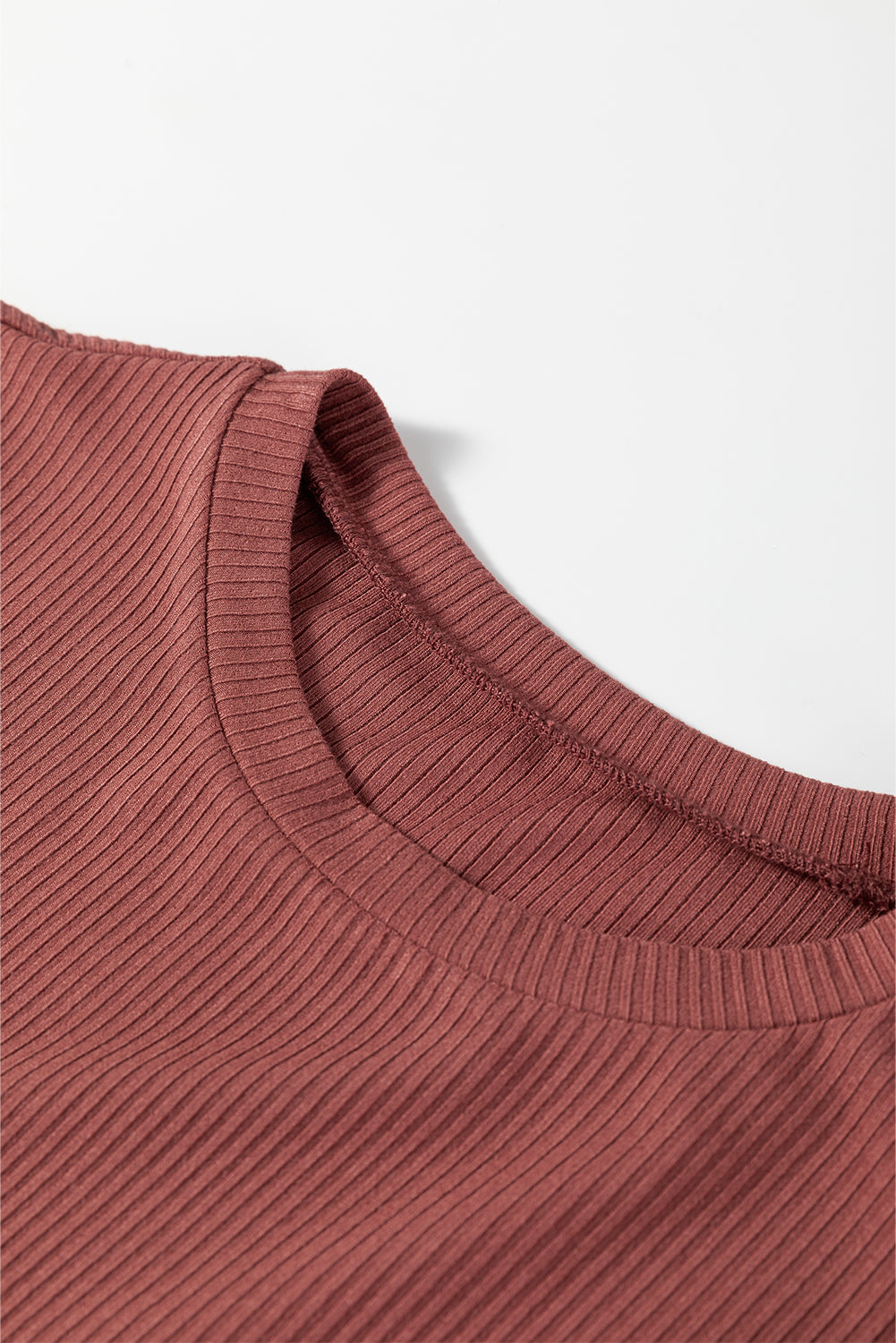 Mineral Red Ribbed Long Sleeve Crew Neck Solid Color Bodysuit Bodysuit e15bf6ed9e6b4d17