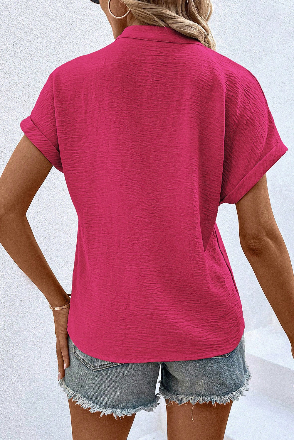 Black Notched Neck Batwing Sleeve Blouse Blouses e18037f5be3fd650