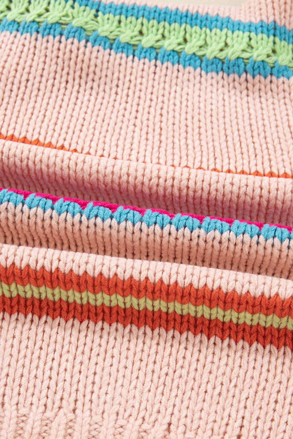 Multicolour Open Front Striped Colorblock Knit Oversize Cardigan Cardigans e49ef25f8716c22b