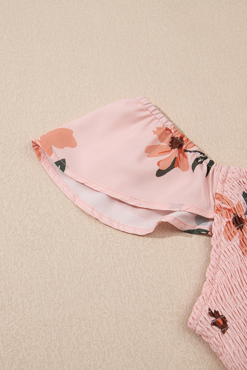 Pink Floral V Neck Smocked High Waist Ruffle Hem Maxi Dress Maxi Dresses e57d7f17f4a05776