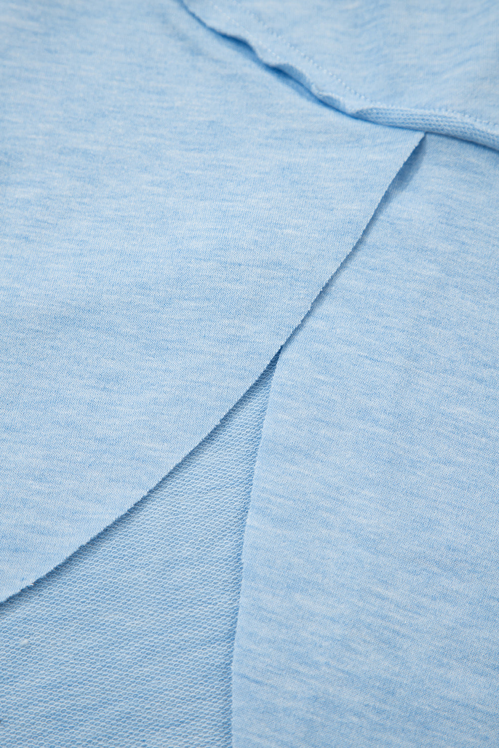 Smoke Green Notched Neck Terry Raw Hem Long Sleeve Top Long Sleeve Tops e73334afb101cd4c