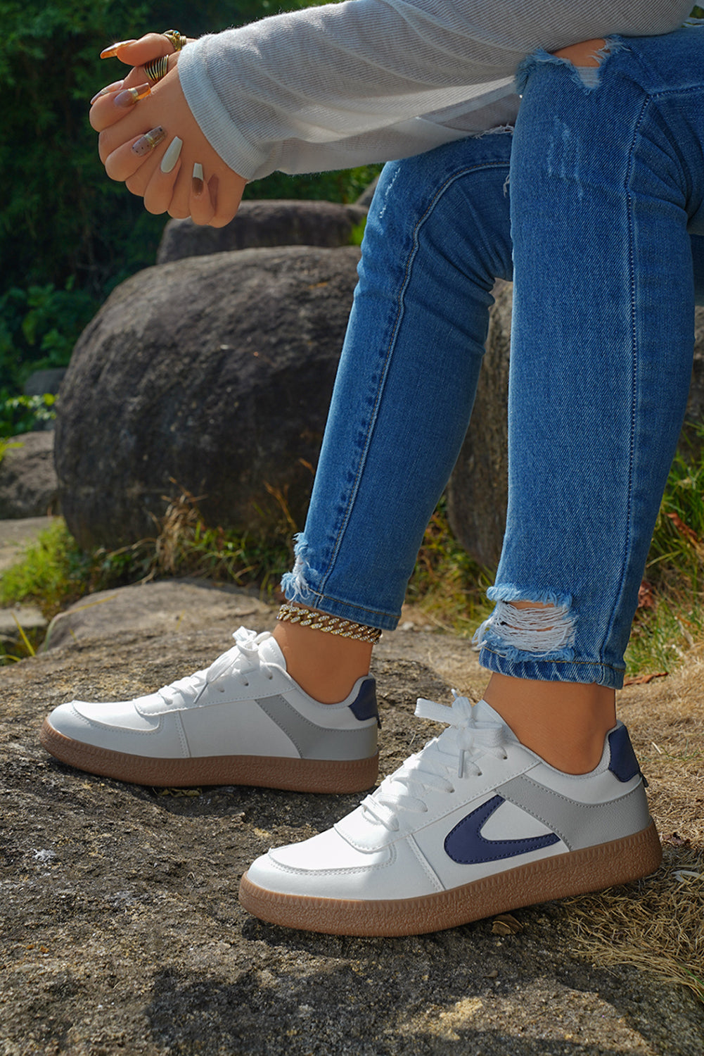 Coffee PU Leather Lace Up Sneakers Sneakers e73eeecf691866d7