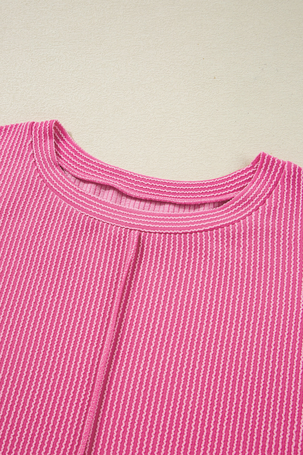 Bonbon Twist Ribbed Exposed Seam Detail Plus Size Top Plus Size Tops e80589f32917d714