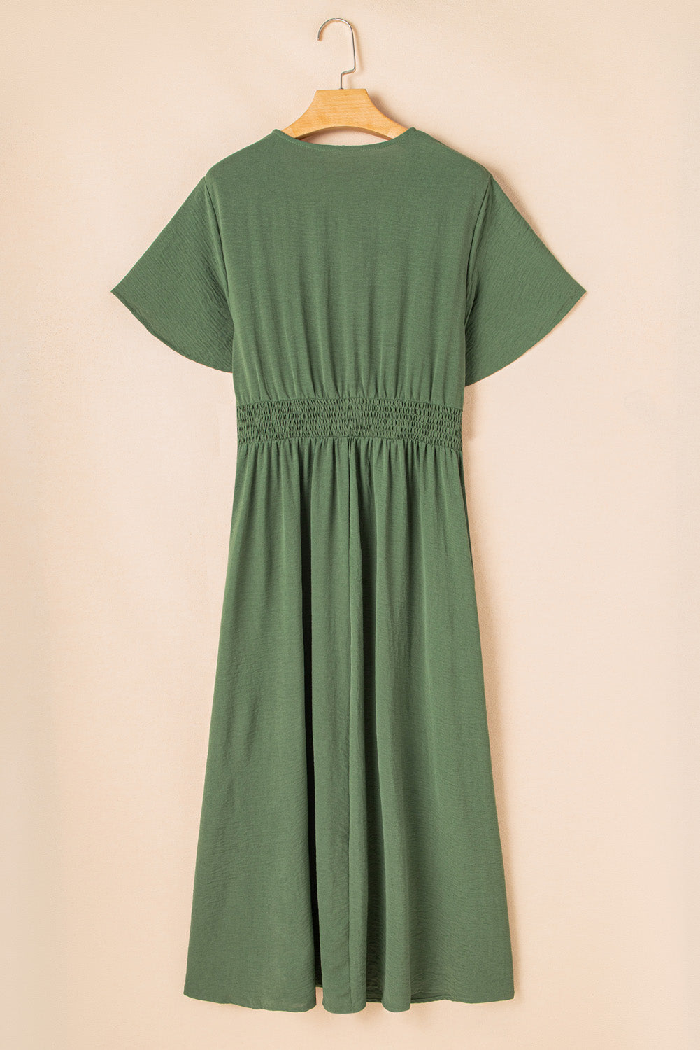 Green Surplice Neckline Smocked High Waist Plus Size Maxi Dress Plus Size Dresses e947f4472d82a363