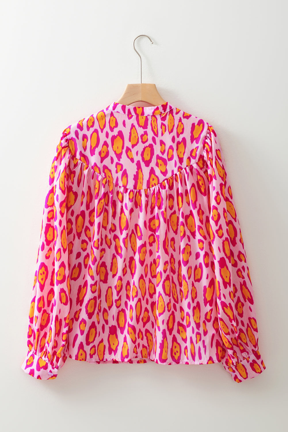 Light French Beige Leopard Print Balloon Sleeve Loose Blouse Blouses e9a886e767957052