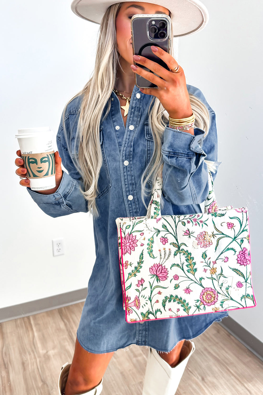 Blue Chest Pocket Raw Hem Denim Loose Shirt Dress Short Dresses ef43f6c605067c1a