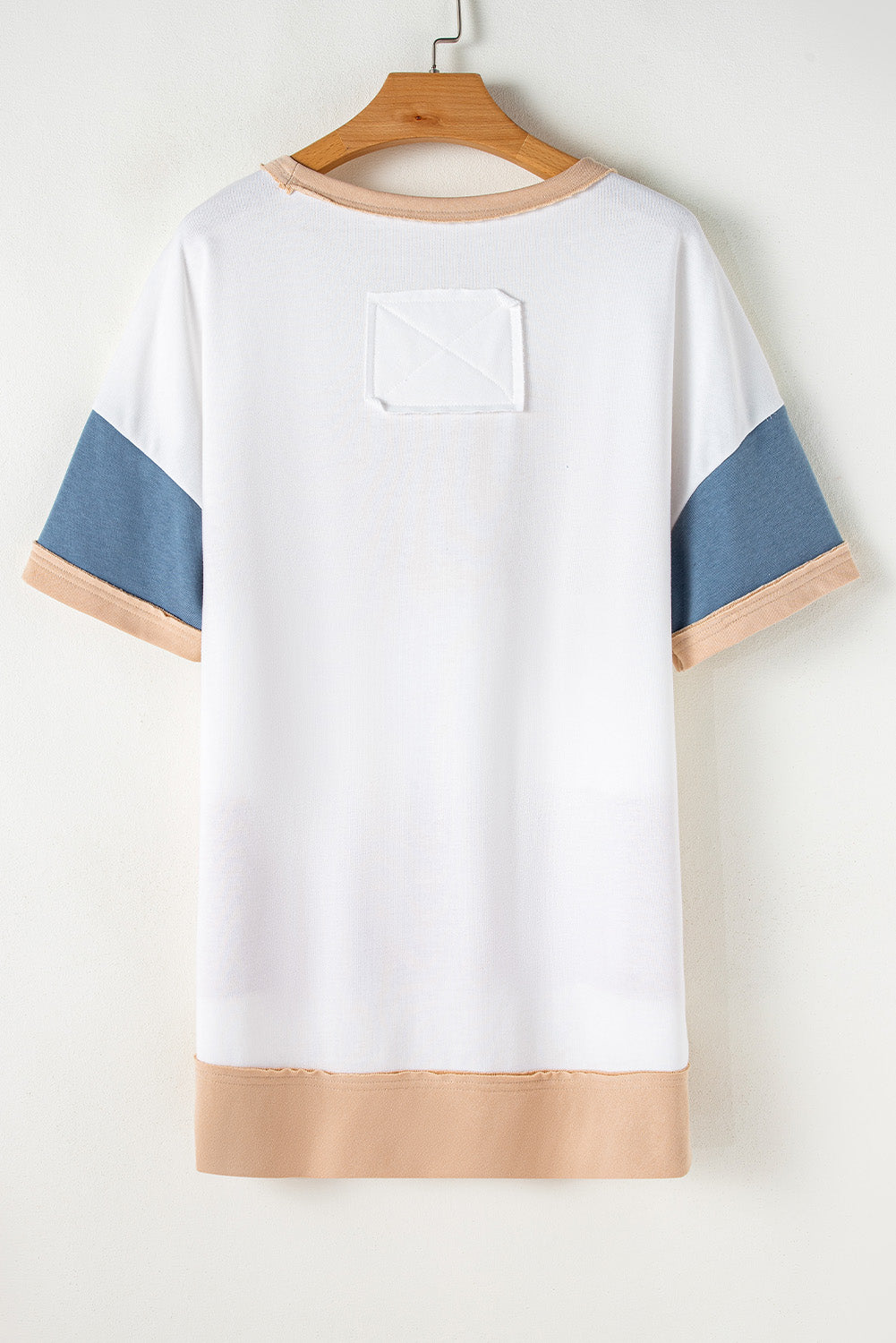 Multicolour Colorblock Patchwork Side Split Tunic T Shirt T Shirts ef4bb77d9fab7a43