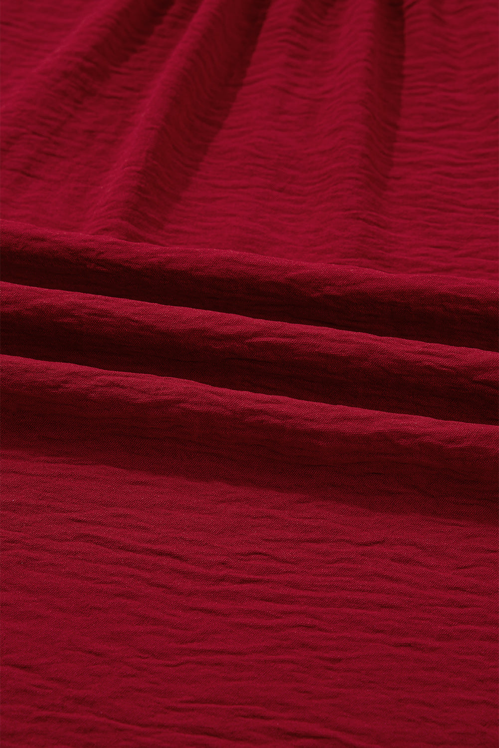 Burgundy Notched Neck Shirred Cuffs Long Sleeve Blouse Blouses efa59656b39440a1