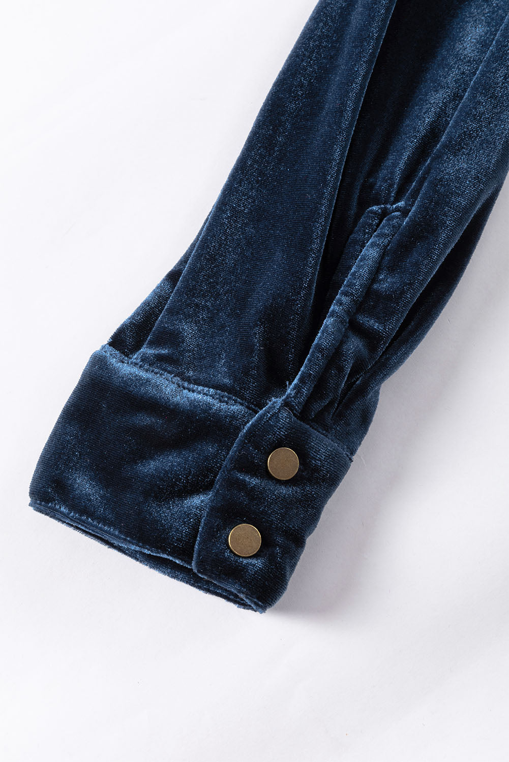 Green Frilled Neck Buttoned Front Velvet Top Long Sleeve Tops efc3cc57bf4121fe