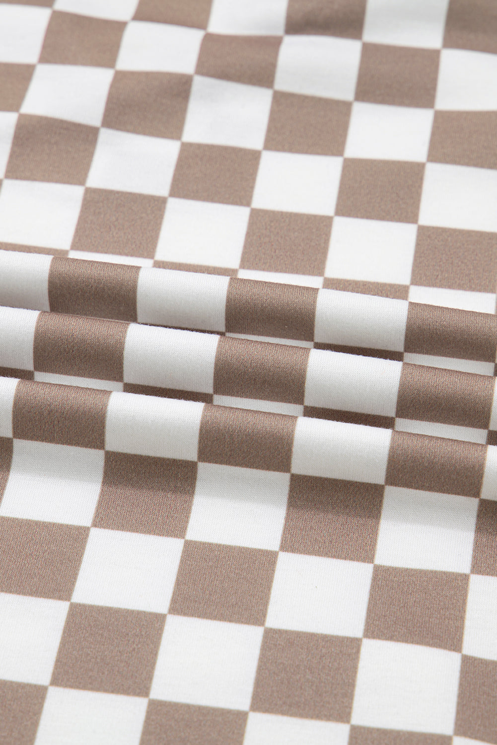 Khaki Double Checkered Patchwork Tie Neck Oversize Hoodie Sweatshirts & Hoodies f1a87294232c9cac