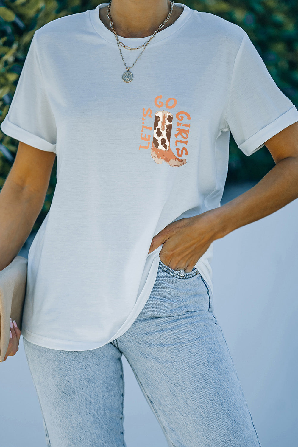 White Double-Side Cowboy Hat & Boots Graphic Tee Graphic Tees f29a57902352a712