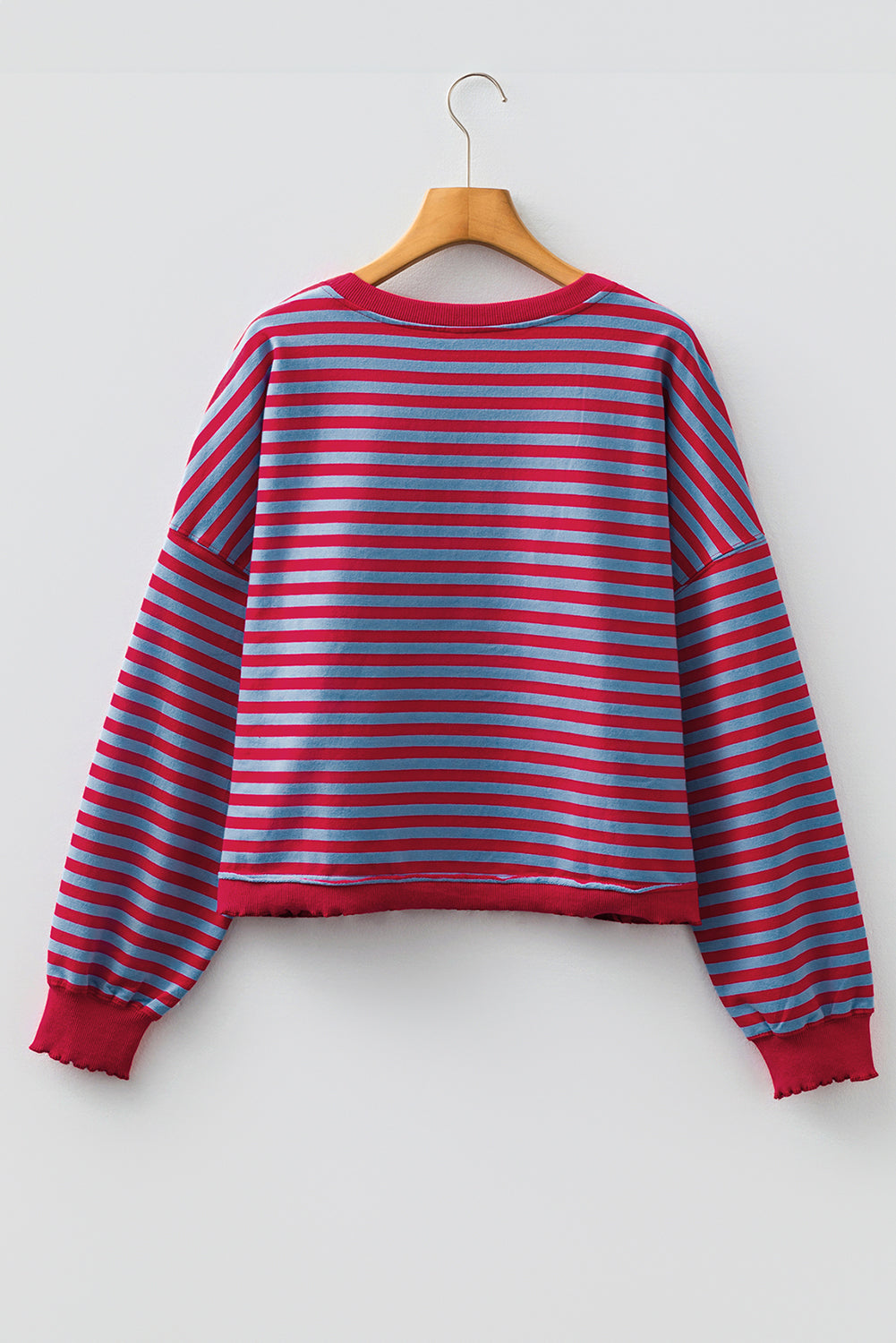 Red Stripe Exposed Seam Contrast Ribbed Trim Oversize Sweatshirt Sweatshirts & Hoodies f407c1613958329d