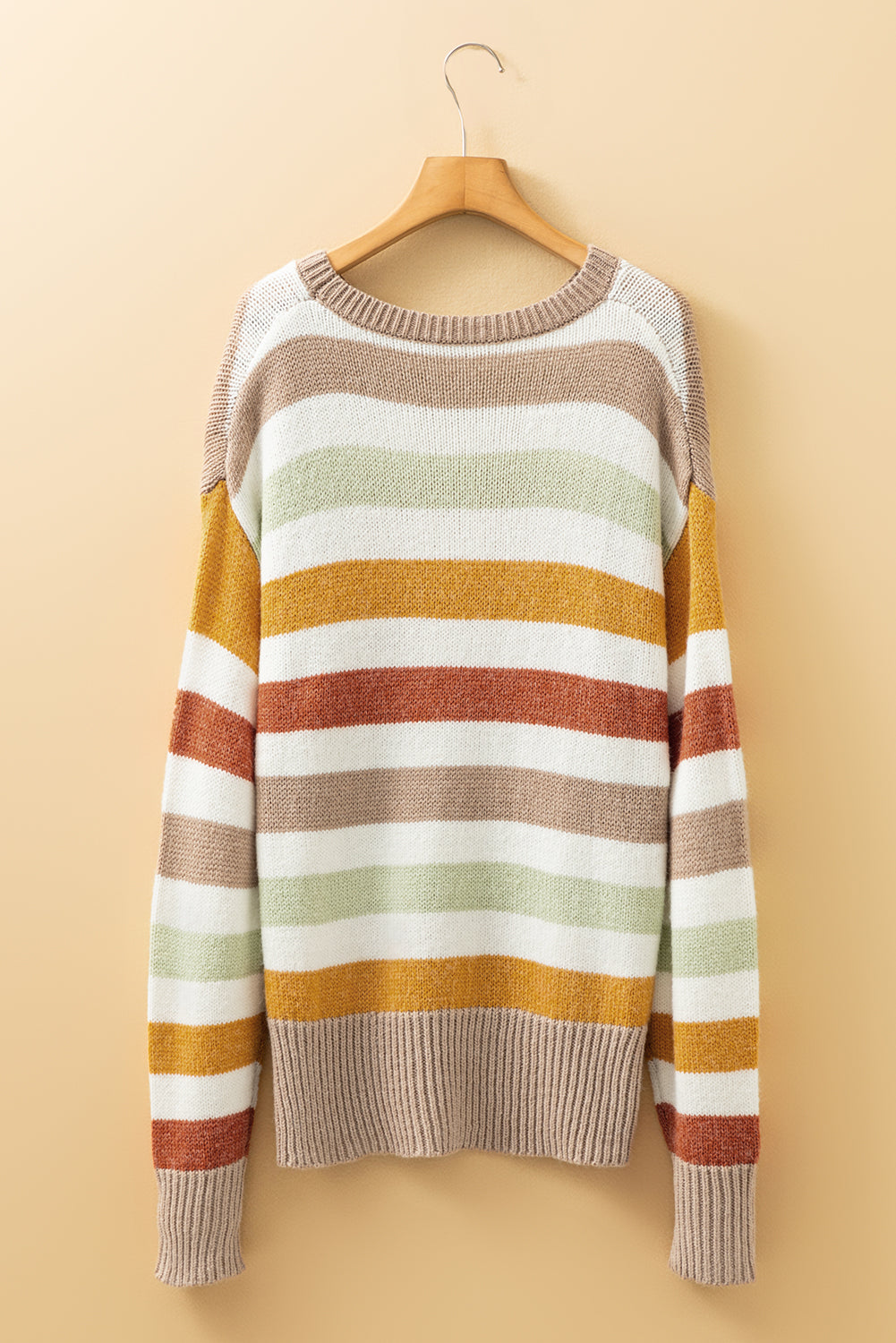 Multicolour Colorblock Drop Shoulder Crew Neck Sweater Sweaters f912eb9fa4d7f57a