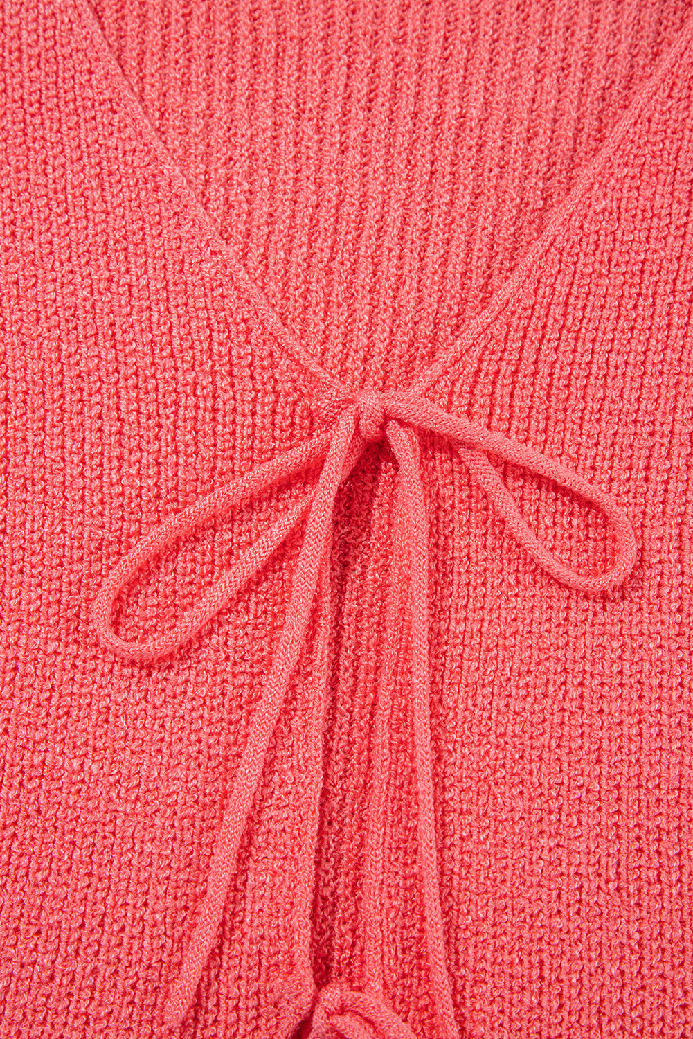 Tomato Red Lace-up Front V Neck Knit Vest Cardigans f980313bf2c93913