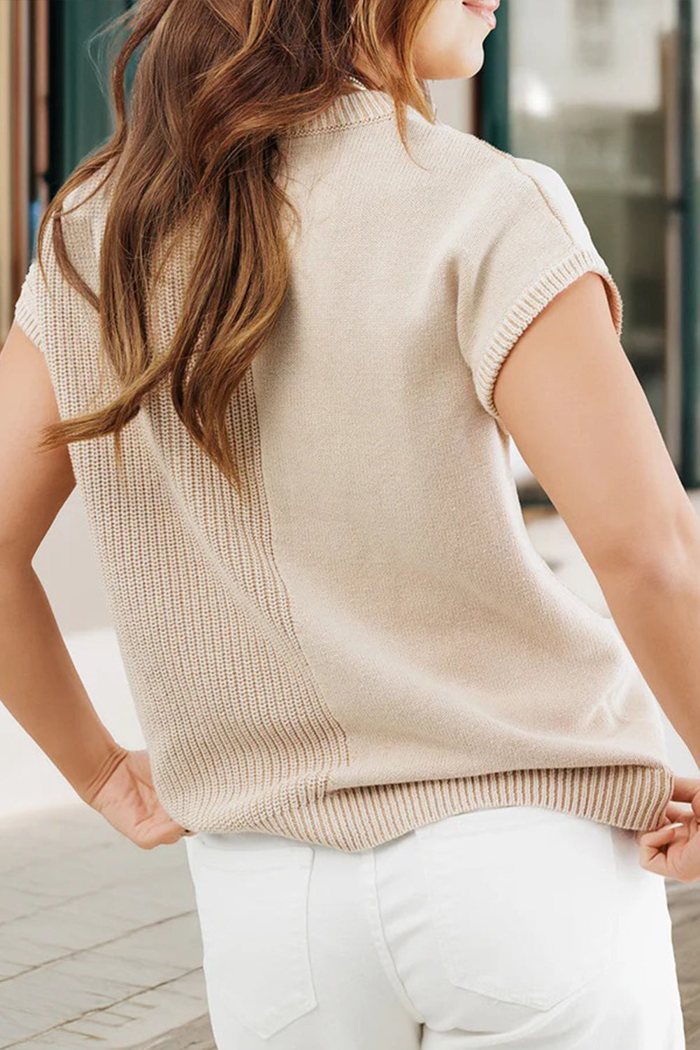 Jet Stream Mixed Knits Pocket Short Sleeve Sweater Sweaters fabf0fa5c985dd0e