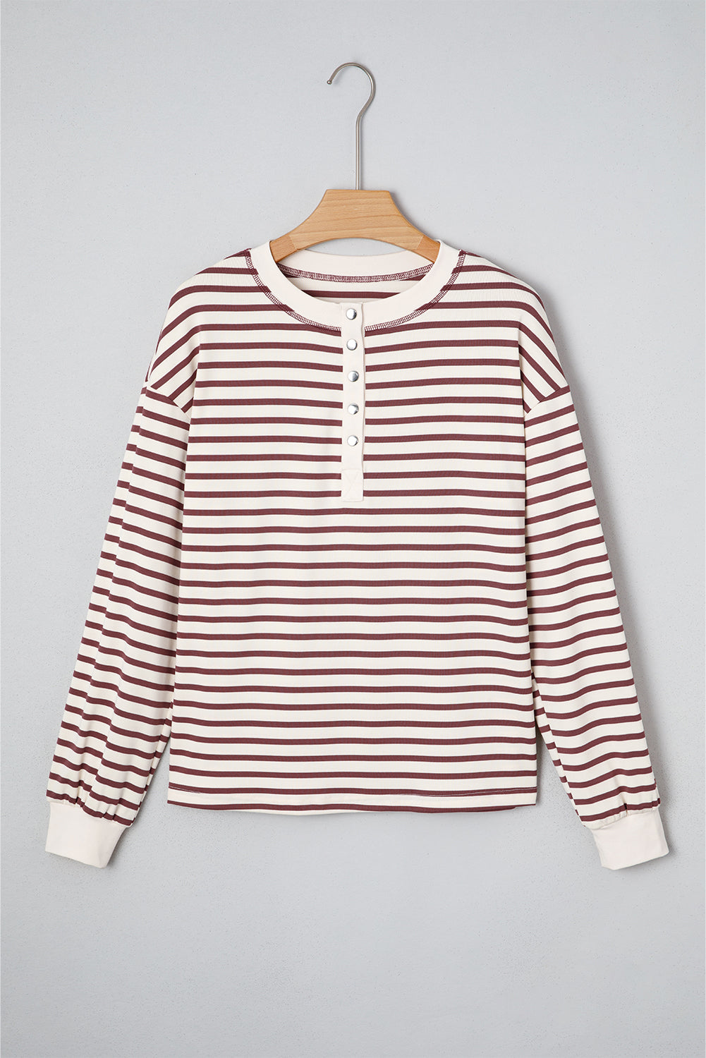 Red Dahlia Striped Henley Top Long Sleeve Tops fc205c27b444d9b0