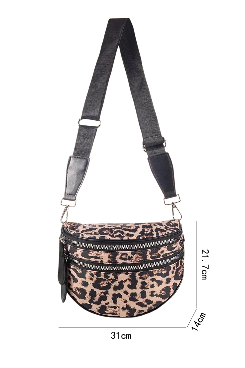 Coffee Leopard Print Double Zipper Crossbody Bag Crossbody Bags fc5ead971bf094e8