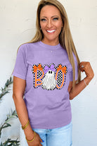 Wisteria Boo Checkered Ghost Heat Transfer Printing Crewneck Graphic Tee Graphic Tees 00310fe55665d9e4