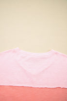 Light Blue Flower Patched Exposed Seam 3/4 Sleeve top Long Sleeve Tops 006877d5f18cb2db