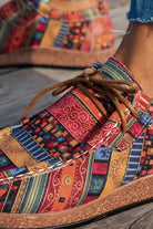 Racing Red Lightweight Boho Patchwork Lace Up Shoes Sneakers 00a48b801e1fb2b3