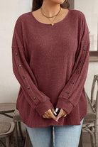 Wild Ginger Plus Size Ribbed Button Decor Long Sleeve Top Plus Size Tops 00a98989f9051ae1