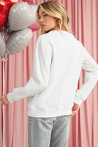 White XOXO Chenille Letter Patch Quilted Sweatshirt Sweatshirts & Hoodies 00d508b8e8815319