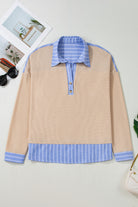 Parchment Plus Size Striped Contrast Trim Waffle Knit Collared Top Pre Order Plus Size 01619c99815f7909