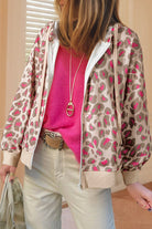 Rose Leopard Print Zip Up Hooded Sweatshirt Sweatshirts & Hoodies 01904de762bb69f2