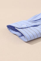 Green Stripe Button Up Oversized Casual Shirt Blouses 01b9c1b96a1cc260