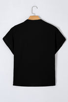 Black Notched Neck Batwing Sleeve Blouse Blouses 020db7184c46f430