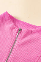 Bonbon Zipped Collar Cap Sleeve Pocketed Sweatshirt Dress Short Dresses 02ba133f3683b16e