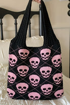 Black Plaid Skull Knit Tote Bag Tote Bags 03b6770e9dc0ae3e