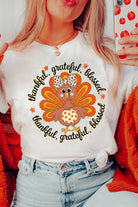White Thanksgiving Cute Turkey Heat Transfer Printing Cotton Blend T Shirt Graphic Tees 03d3b7a10e84e9e4