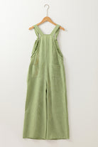 Green Gingham Wide Leg Pockets Loose Overall Jumpsuits 0435a13d18ad4a4d