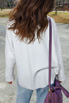 White Solid Color Waffle Ribbed Patchwork Dolman Sleeve Oversize Knit Top Knit Tops 04e572ed541250b2