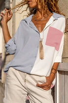 Beige Crinkle Pocket Half Sleeve Shirt Blouses 04fed7d13a3a4206