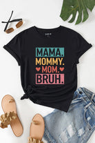 Black MAMA MOMMY MOM BRUH Letter Graphic Tee Graphic Tees 05321ce1903dc1e1