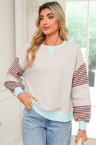 Jet Stream Colorblock Patchwork Striped Sleeve Sweatshirt Sweatshirts & Hoodies 057db3e83c067ec9