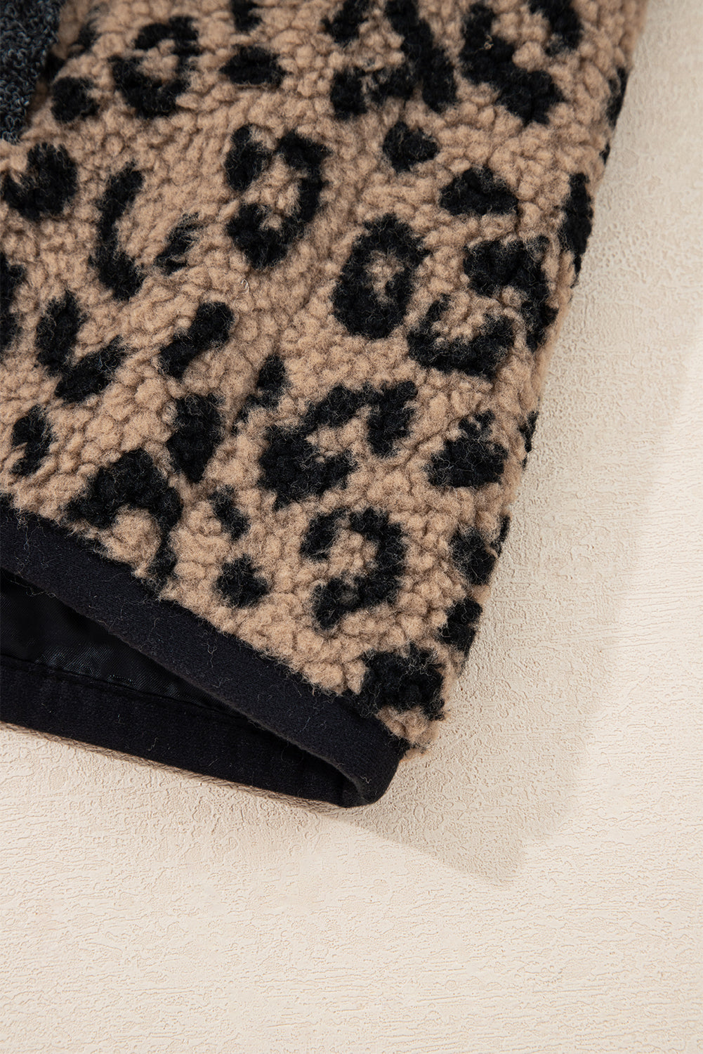 Khaki Leopard Print Zip Up Stand Neck Side Pocket Jacket Jackets 057f5cc643ca4a2f