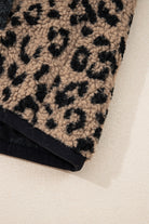 Khaki Leopard Print Zip Up Stand Neck Side Pocket Jacket Jackets 057f5cc643ca4a2f