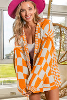 Orchid Petal Colorblock Checked Open Front Knitted Cardigan Cardigans 05d09c19e819c524