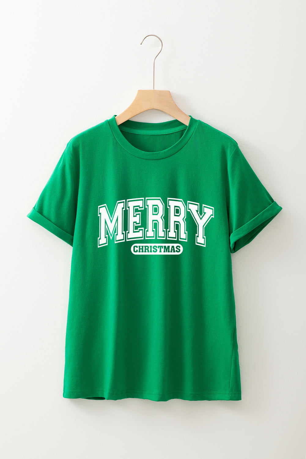 Bright Green MERRY CHRISTMAS Letter Heat Transfer Printing Graphic Tee Graphic Tees 0606e34c273115f4