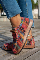 Racing Red Lightweight Boho Patchwork Lace Up Shoes Sneakers 063d94a84494c528